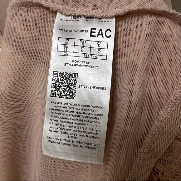 Guess Lace Turtleneck Sheer Long Sleeve Top Blush Pink Medium Feminine Chic - Picture 5 of 6